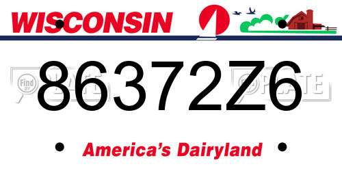86372Z6 Wisconsin License Plate