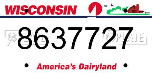 8637727 Wisconsin License Plate