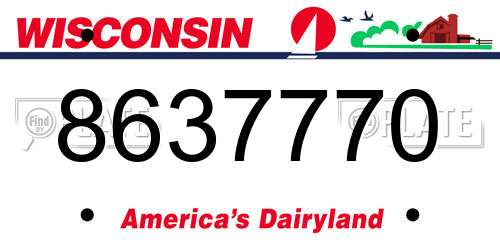8637770 Wisconsin License Plate