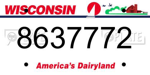 8637772 Wisconsin License Plate