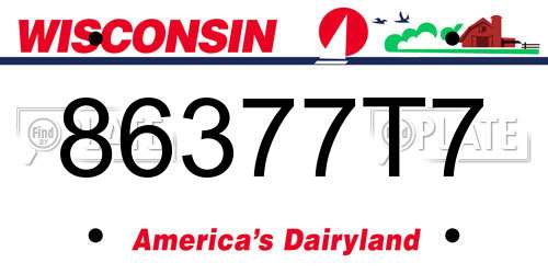86377T7 Wisconsin License Plate