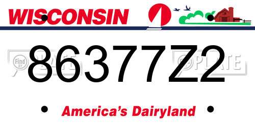 86377Z2 Wisconsin License Plate