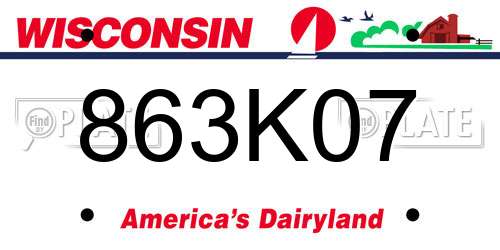 863K07 Wisconsin License Plate