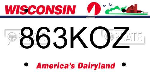 863KOZ Wisconsin License Plate