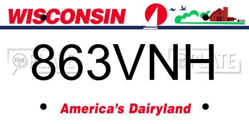 863VNH Wisconsin License Plate
