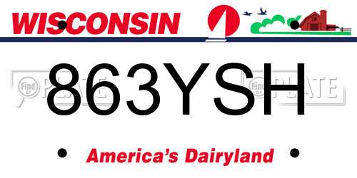 863YSH Wisconsin License Plate