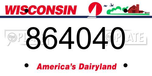 864040 Wisconsin License Plate