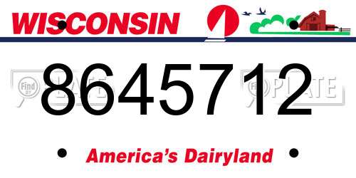 8645712 Wisconsin License Plate