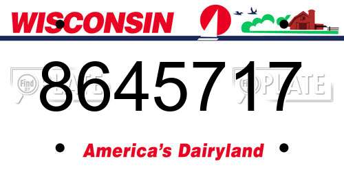 8645717 Wisconsin License Plate