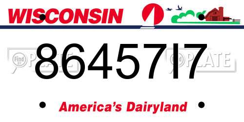86457I7 Wisconsin License Plate