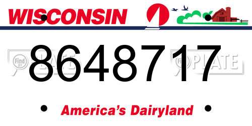 8648717 Wisconsin License Plate