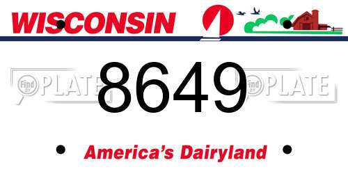 8649 Wisconsin License Plate