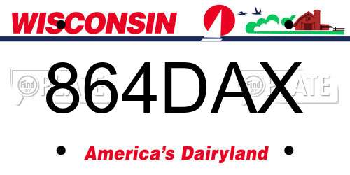 864DAX Wisconsin License Plate