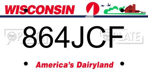864JCF Wisconsin License Plate