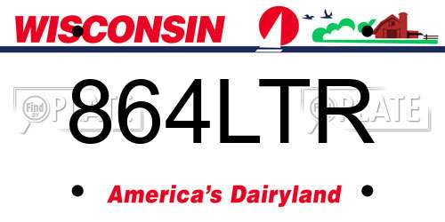 864LTR Wisconsin License Plate
