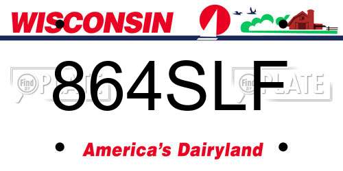 864SLF Wisconsin License Plate