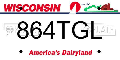864TGL Wisconsin License Plate