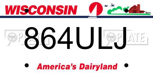 864ULJ Wisconsin License Plate