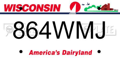 864WMJ Wisconsin License Plate