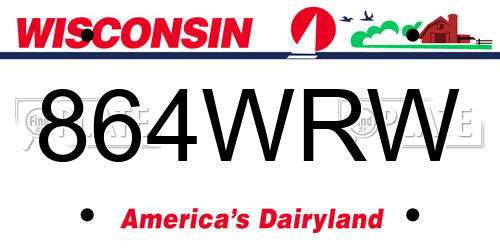 864WRW Wisconsin License Plate