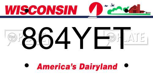 864YET Wisconsin License Plate
