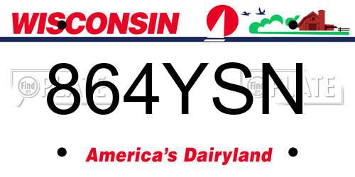 864YSN Wisconsin License Plate