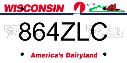 864ZLC Wisconsin License Plate
