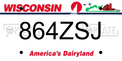 864ZSJ Wisconsin License Plate