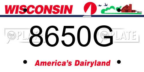 8650G Wisconsin License Plate