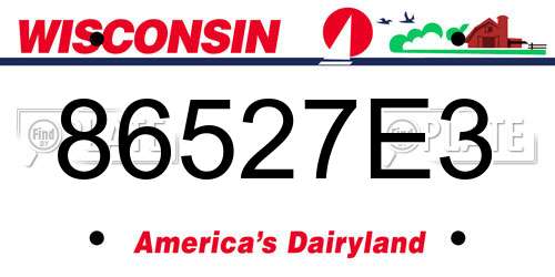 86527E3 Wisconsin License Plate