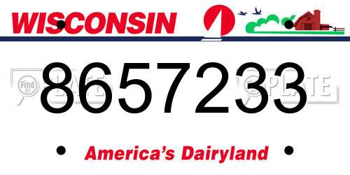 8657233 Wisconsin License Plate