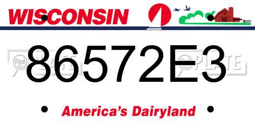 86572E3 Wisconsin License Plate