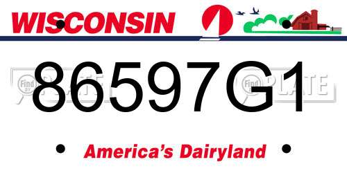 86597G1 Wisconsin License Plate