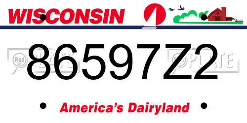 86597Z2 Wisconsin License Plate