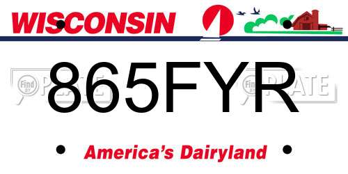 865FYR Wisconsin License Plate