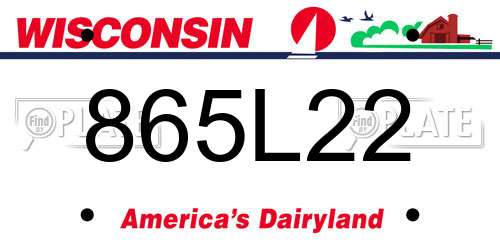 865L22 Wisconsin License Plate