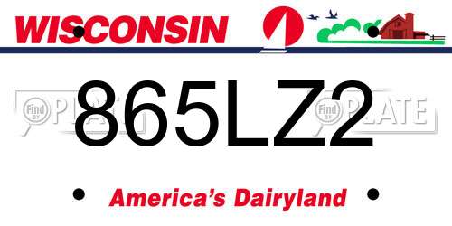 865LZ2 Wisconsin License Plate