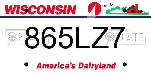 865LZ7 Wisconsin License Plate