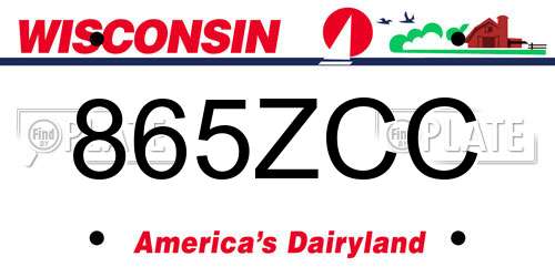 865ZCC Wisconsin License Plate