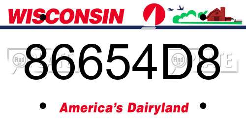 86654D8 Wisconsin License Plate