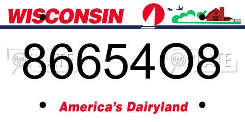 86654O8 Wisconsin License Plate