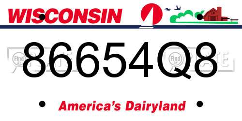 86654Q8 Wisconsin License Plate