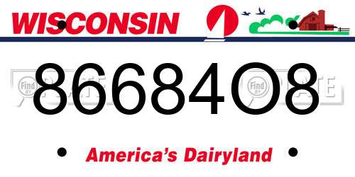 86684O8 Wisconsin License Plate