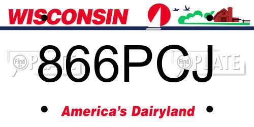866PCJ Wisconsin License Plate
