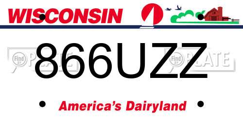 866UZZ Wisconsin License Plate