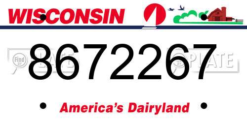 8672267 Wisconsin License Plate