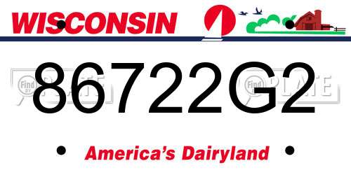 86722G2 Wisconsin License Plate