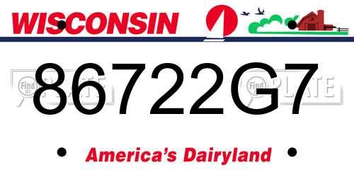 86722G7 Wisconsin License Plate
