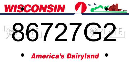 86727G2 Wisconsin License Plate