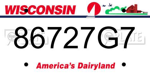 86727G7 Wisconsin License Plate